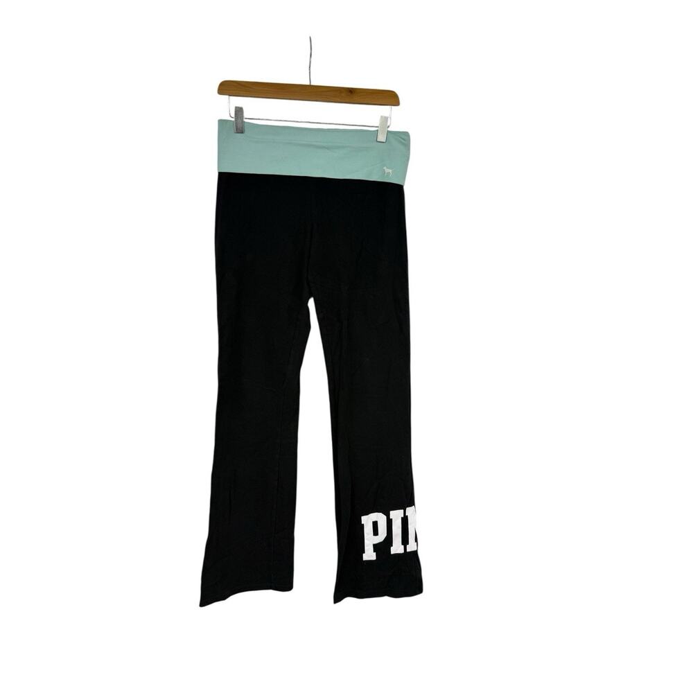 Victorias Secret Pink Foldover Yoga Pants Womens Medium Flare Legging Logo Y2K